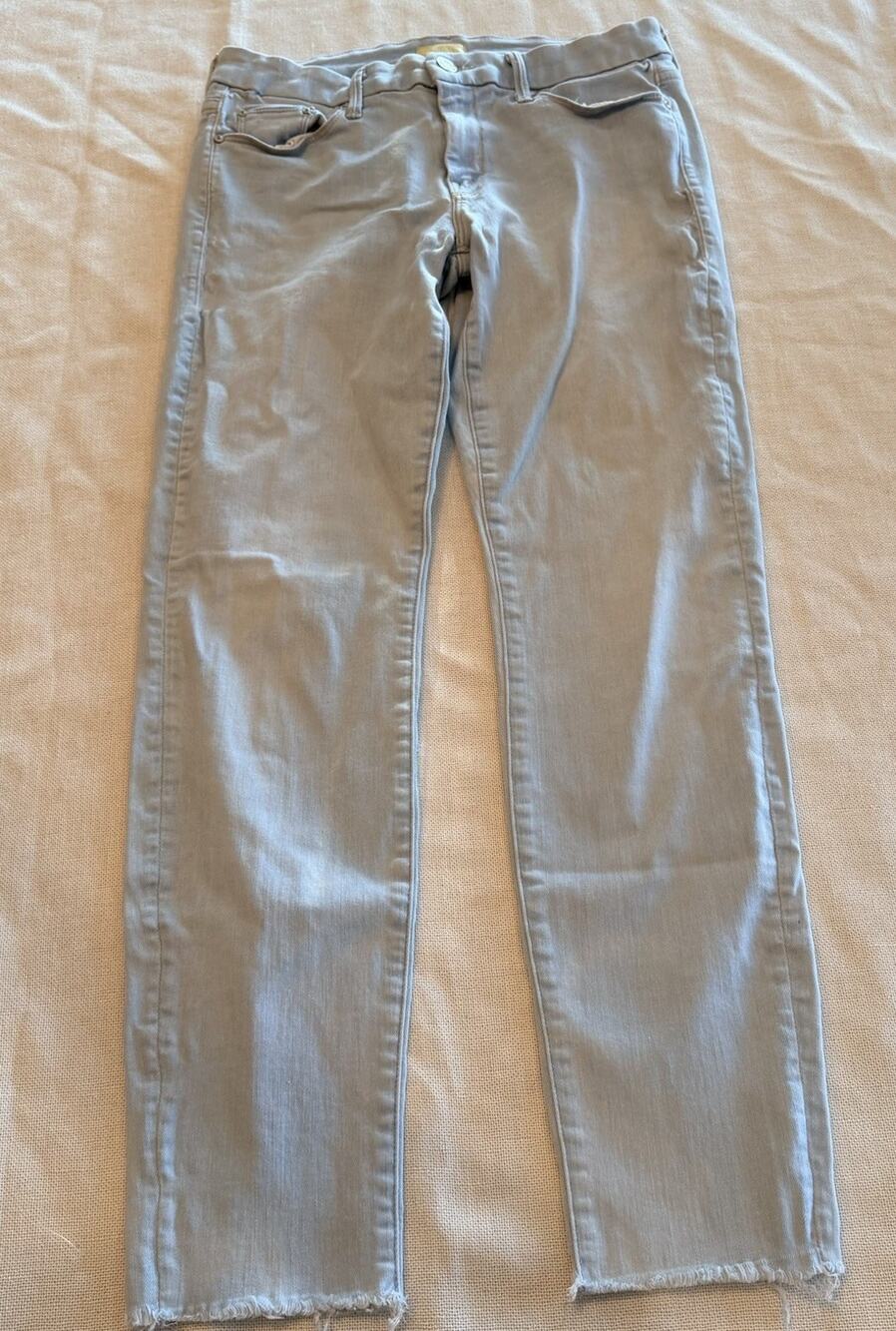 MOTHER The Looker Ankle Fray Jeans Womens 27 Sweet Talk Me Light Wash Skinny
